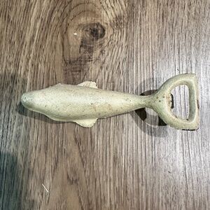 Rustic whale shaped cast iron bottle opener